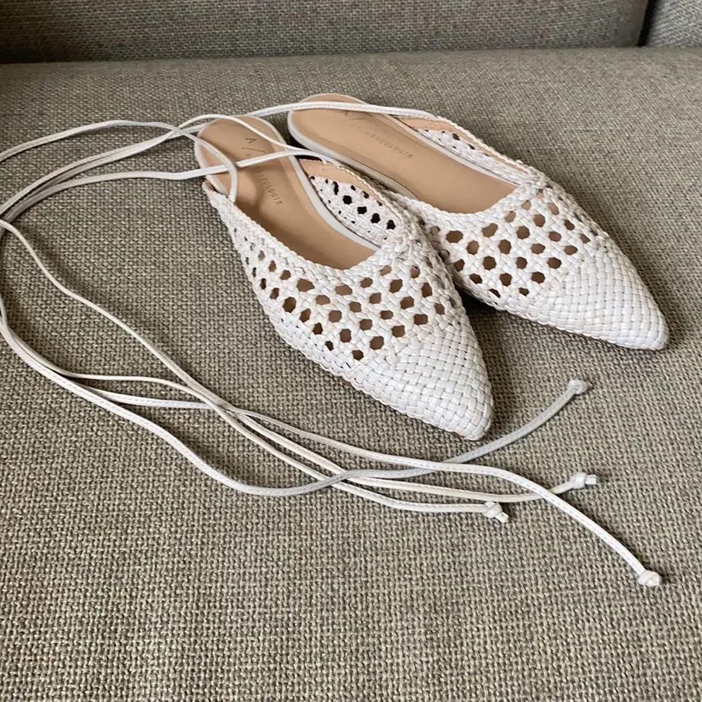 NWOB Anthropologie Marino Ankle-Tie Flats Size 7.5